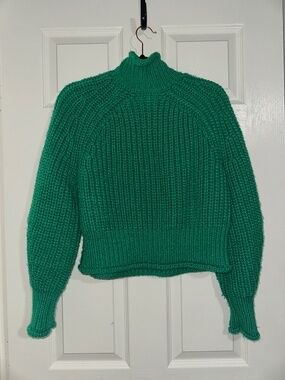H&M Green Ribbed Turtleneck Knit Sweater